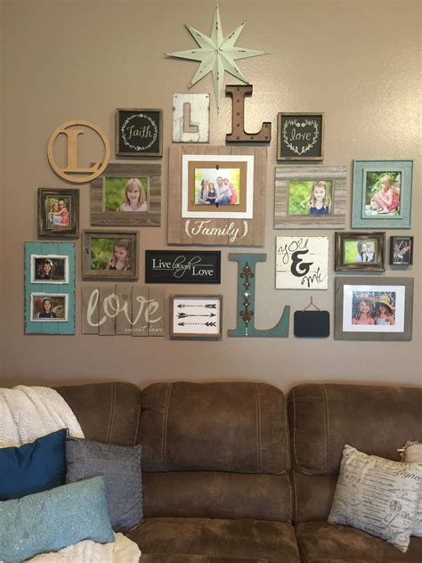 Collage Wall With Monogram For Large Living Room Wall Wall Collages