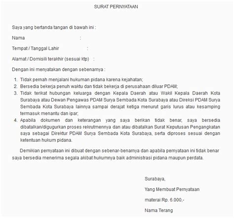 Namun jika persyaratan dokumen yang diminta tidak mengharuskan dari kua atau catatan sipil maka surat. Lowongan Kerja Direktur PDAM Kota Surabaya November 2016 ...