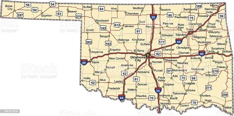 Oklahoma Highway Map Stock Illustration Download Image Now Istock