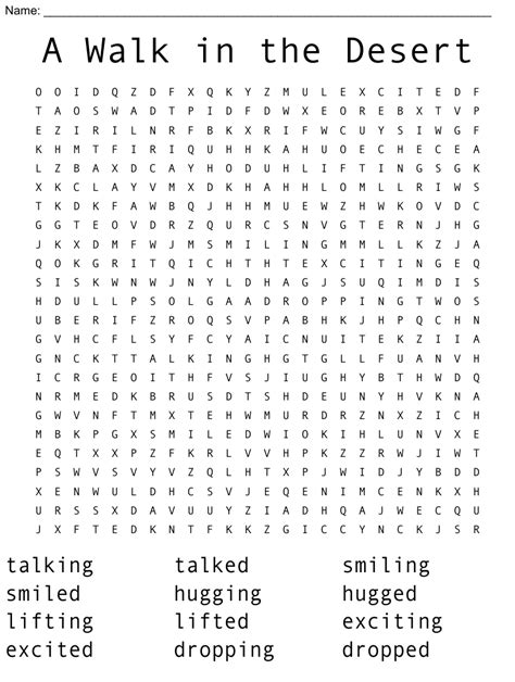 A Walk In The Desert Word Search Wordmint