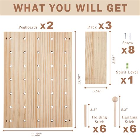 Wood Pegboard Combination Wall Organizer Kit Wooden Display Panel Kits