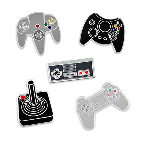 Pinmarts Retro Video Gaming Original Controller Enamel Lapel Pin Set