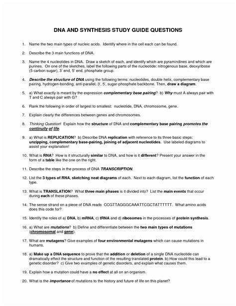 50 nucleic acids worksheet answers
