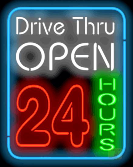 Drive Thru Open 24 Hours Neon Sign Og 50 22 Jantec Neon