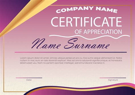 Luxury Purple Certificate Template With Elegant Border Frame Diploma Design For Graduation Or