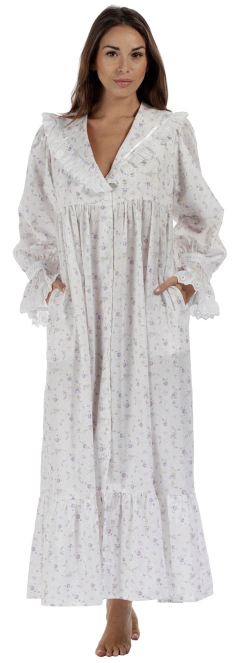 Womens Cotton Victorian Style Nightgownsleep Dresssleepwear Lilac
