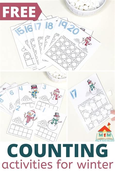 Free Snowman Counting Cards For Winter Stay At Home Educator In 2021