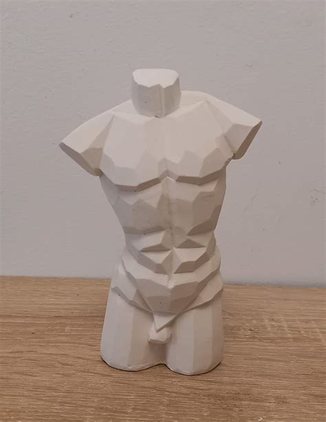 Buste géométrique homme parfumé 15cm Blanc naturel Gwenn Art Déco