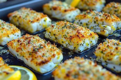 Premium Photo Irresistible Baked Cod Crispy Lemonherb Coating Adds A Burst Of Freshness To