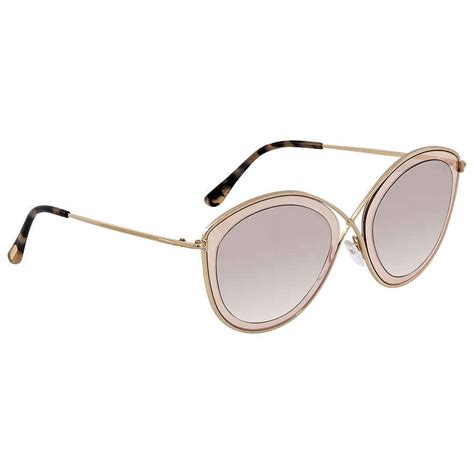 Tom Ford Sascha Light Brown Pink Oval Ladies Sunglasses Ft0604 47g