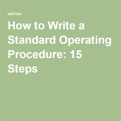 How To Write A Standard Operating Procedure Standard Operating