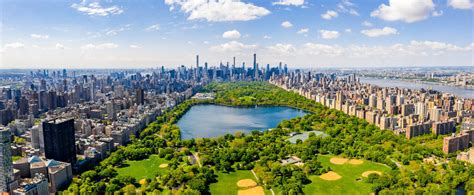 Central Park Aerial View Manhattan New York Park Is Surrounded By