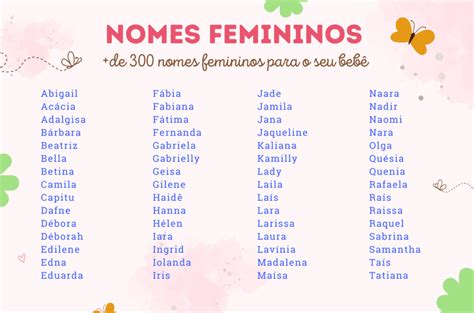 Lista De Nomes Femininos Mais Comuns No Brasil Printable Templates Free