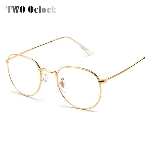 two oclock fashion gold metal frame eyeglasses for women female vintage glasses clear lens