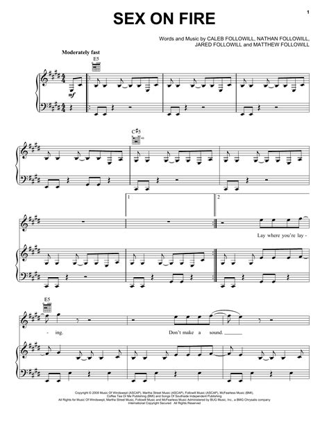 Sex On Fire Sheet Music By Kings Of Leon Piano Vocal And Guitar Right