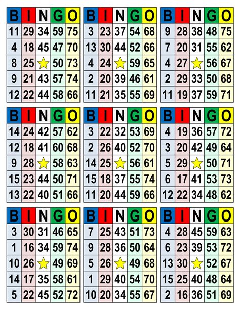 Bingo Cards 1008 Cards 9 Per Page Pdf Download Multi Colored S2