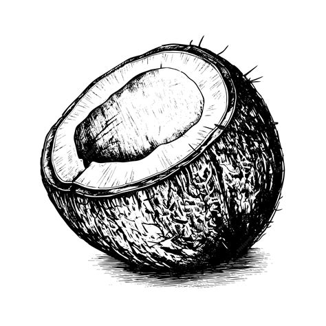 Premium Vector Coconut Vector Drawing Isolated Hand Drawn Object