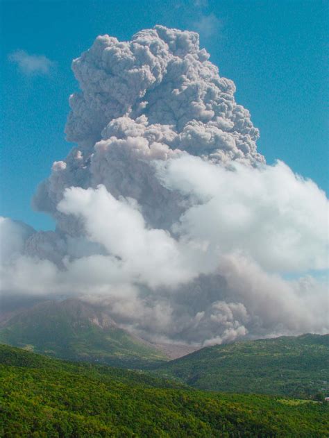 Rapidly Ascending Eruption Column Of The Soufrière Hills Volcano On