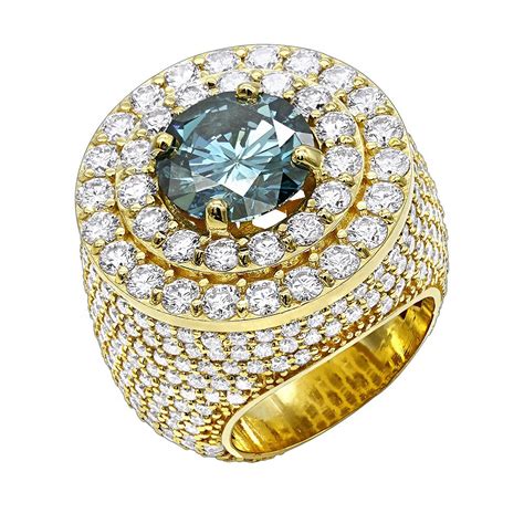 White Blue Diamond Mens Ring