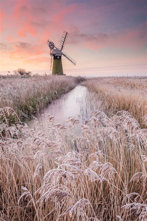 Frost On The Reeds In Front Of St Bennets Mill At Sunrise On The