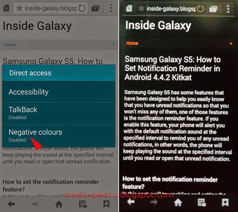 Inside Galaxy Samsung Galaxy S5 How To Enable Negative Colour Mode In