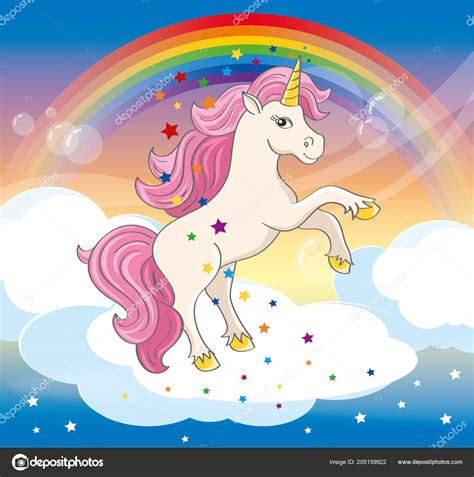 Beautifull Unicorn Cloud Rainbow Background Stock Vector Image By