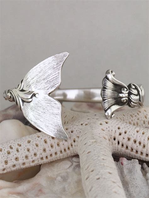 Sterling Silver Mermaid Tail Spoon Cuffbangle Bracelet Sterling