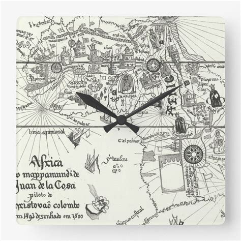 Map Of Africa 1500 Square Wall Clock Zazzle In 2022 Square Wall