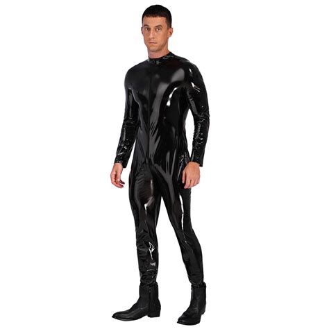herren wetlook bodysuit lackleder body unterhemd overalls dessous clubwear ebay