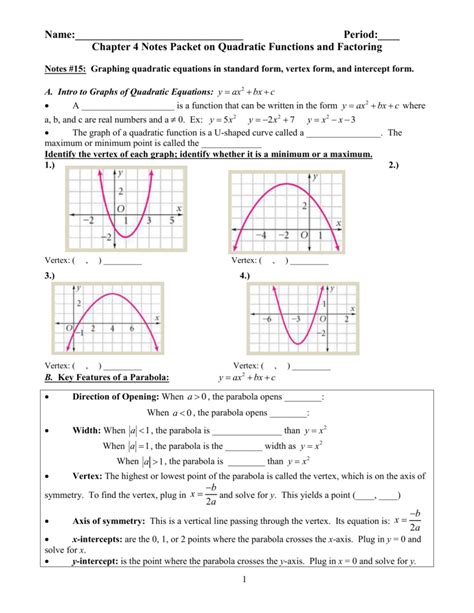 Key Features Of Functions Answer Key