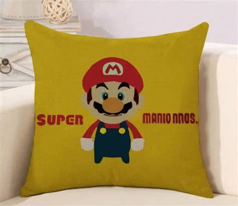 Super Mario Bros Cushion Cover 44 X 44cm Retro Game Pillow New Etsy