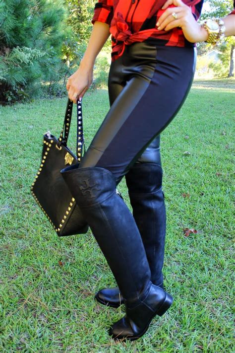 saltwater and stilettos check mate black riding boots outfit leather thigh high boots