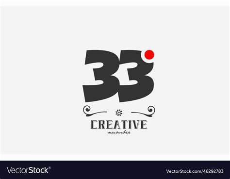 Grey 33 Number Logo Icon Design With Red Dot Vector Image