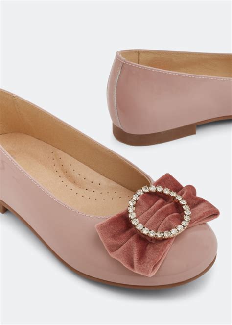 andanines leather bow ballerinas for girl pink in ksa level shoes