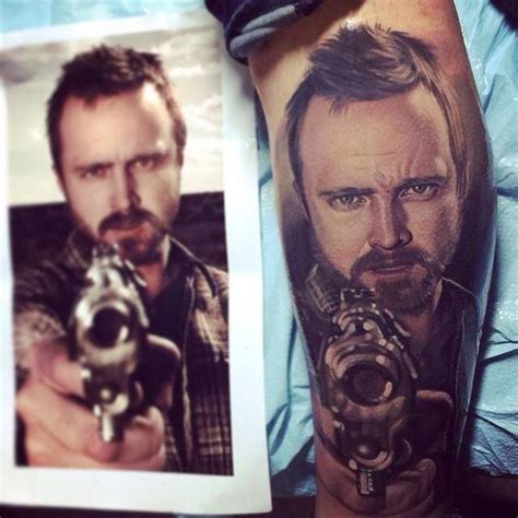 Tattoos Inked Aaron Paul Breaking Bad Tattoo Portrait