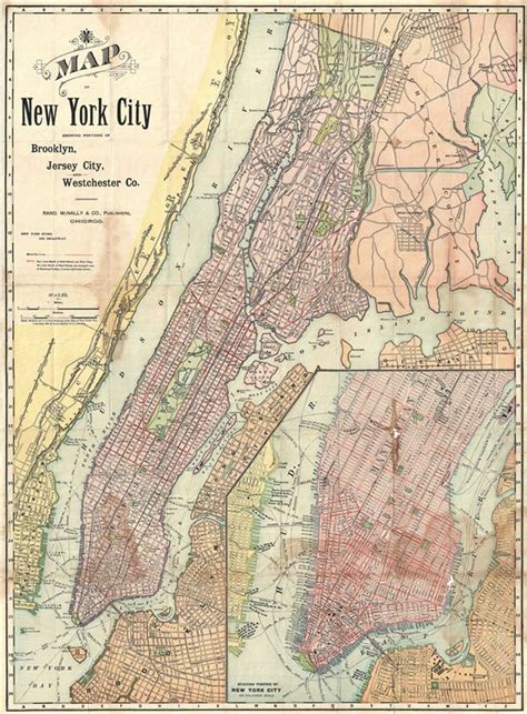 Map Of New York City Showing Portions Of Brooklyn Jersey City And