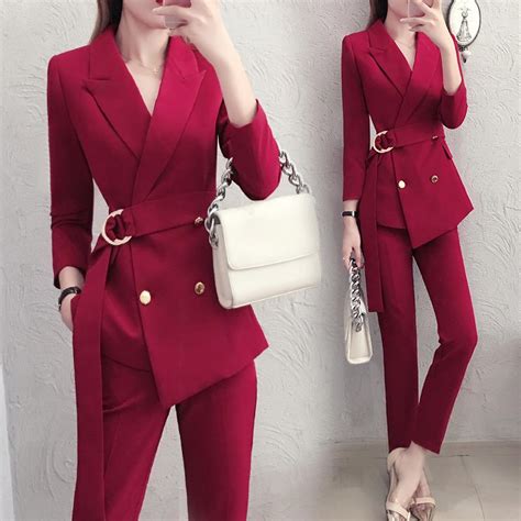 2020 Spring Elegant Red Suit Suit Female British Style New Spring