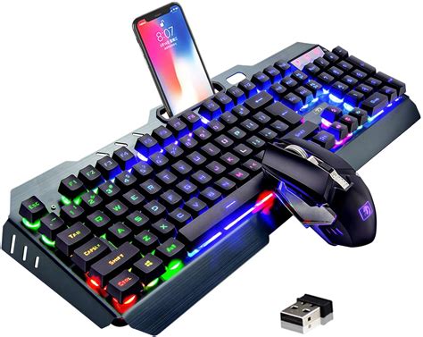 Wireless Keyboard And Mouse Rainbow LED Backlit Rechargeable Keyboard