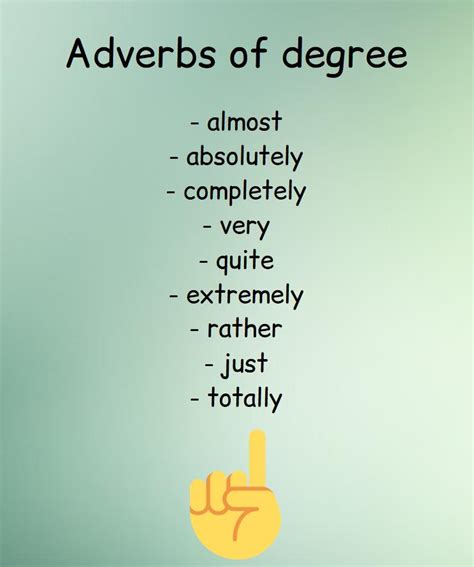 Adverbs Of Degree Chart