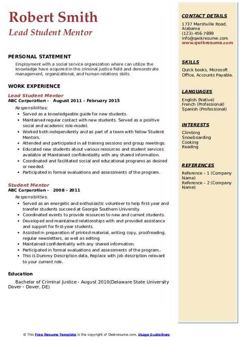 How To Write Mentoring Experience On A Resume Alice Writing