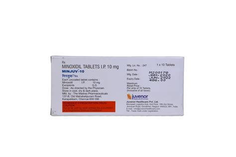 Minoxidil Tablets 10mg Treatment Hair Loss Juvenor Rs 200 Strip