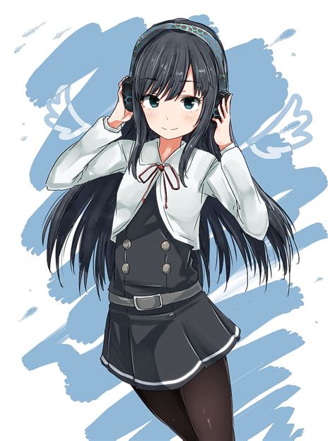 1920x1080px 1080p Free Download Anime Anime Girls Headphones Long Hair Black Hair Blue