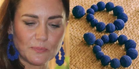 Kate Middletons Blue Statement Beaded Earrings By Sézane Worn In Belize