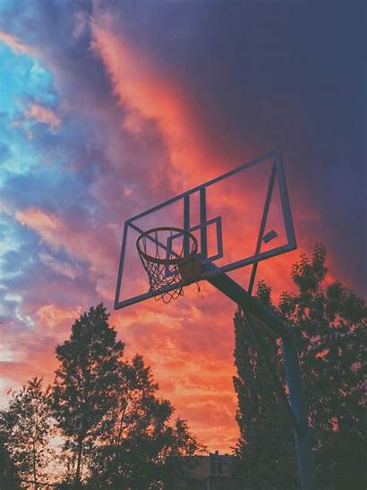 Basketball Sunset Court Hoop Sky Sfondo Sullo