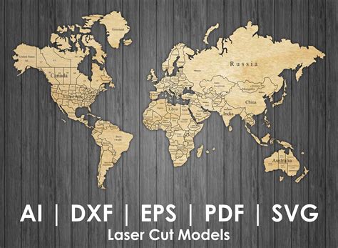 Laser Cutting World Map With Capitals Svg World Map Laser Etsy