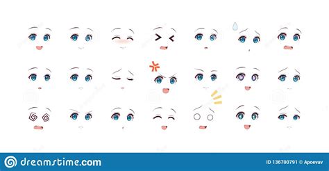 Emotions Eyes Of Anime Manga Girls Stock Vector Illustration Of Cute