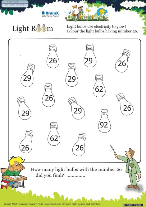 Light Room Math Worksheet for Kindergarten | Free & Printable Worksheets