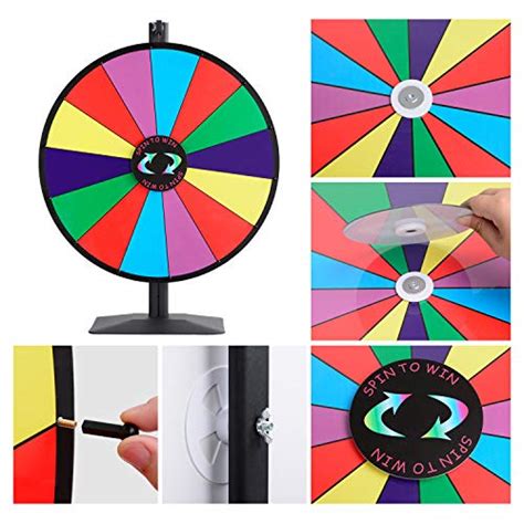 24 Inch Dual Use Spinning Prize Wheel 14 Slots Color Tabletop And Floor