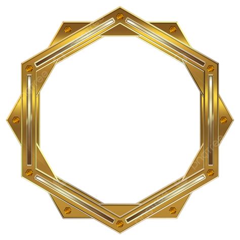 Round Golden Frame Transparent Shining Metal Border Border Golden