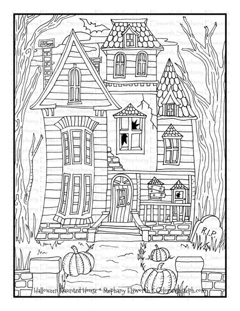 House and building color pages are designed specially for kids to aware how the buildings look like in real. Halloween Haunted House Free Printable Coloring Page - Color with Steph